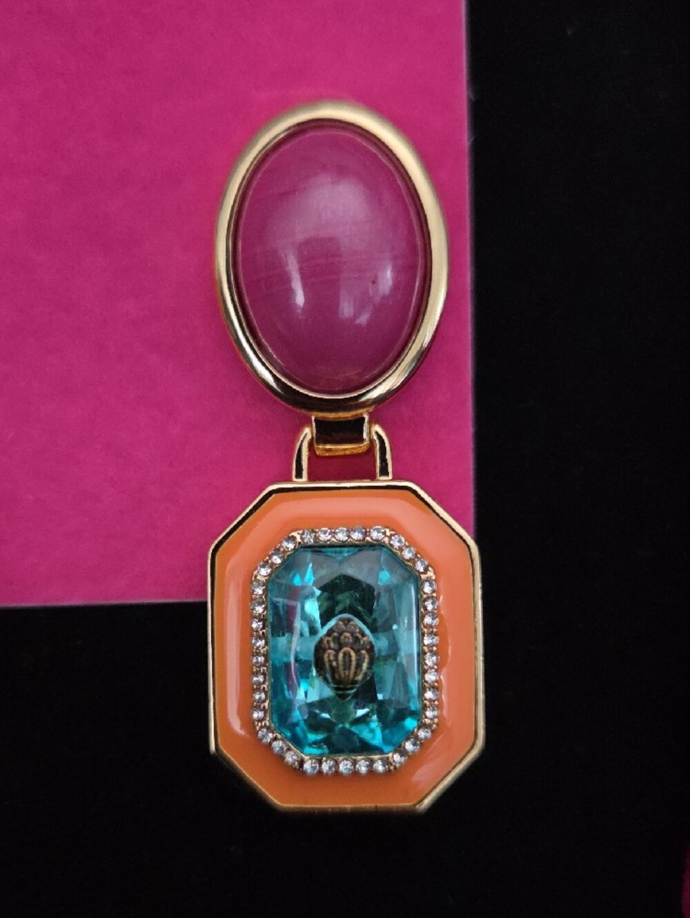 NWT Kurt Geiger London Signature Stone Gem Drop Earrings - Colorful Gold - Picture 3 of 9
